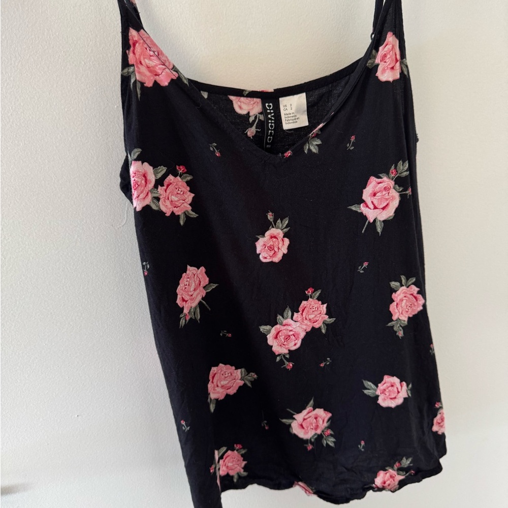 Black Floral Women's Top Small